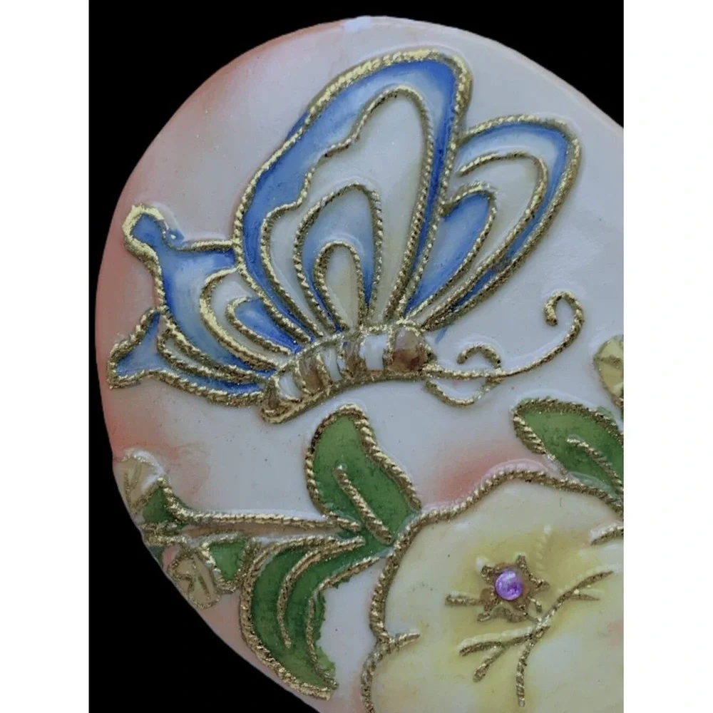 1915 Butterfly Shape‎ Nippon Gold Cloisonne Enameled Jewelry Trinket Box